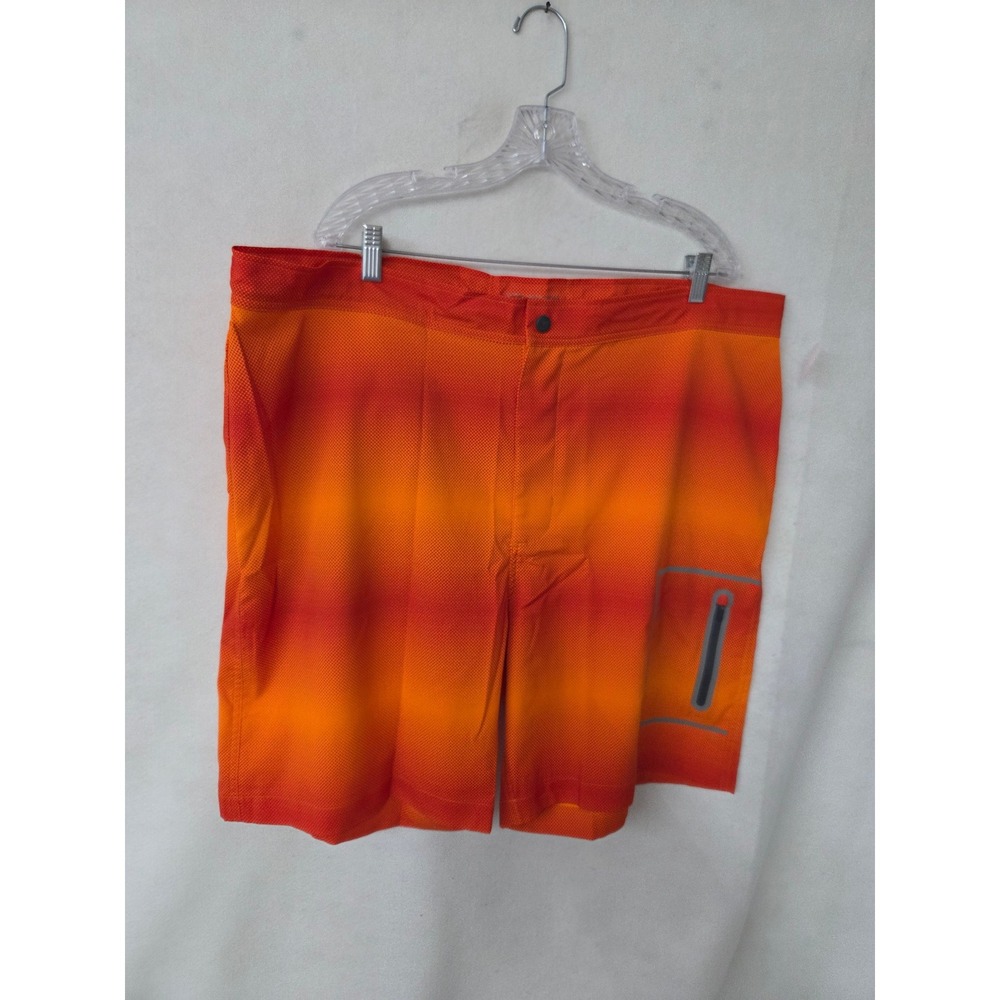 Mack Weldon Mens Board Shorts Orange Red Ombre Dot Print Size 43/44 Beach Swim